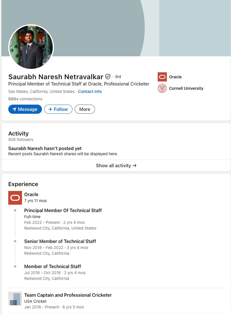 The LinkedIn Profile of SAURABH NETRAVALKAR 🥶