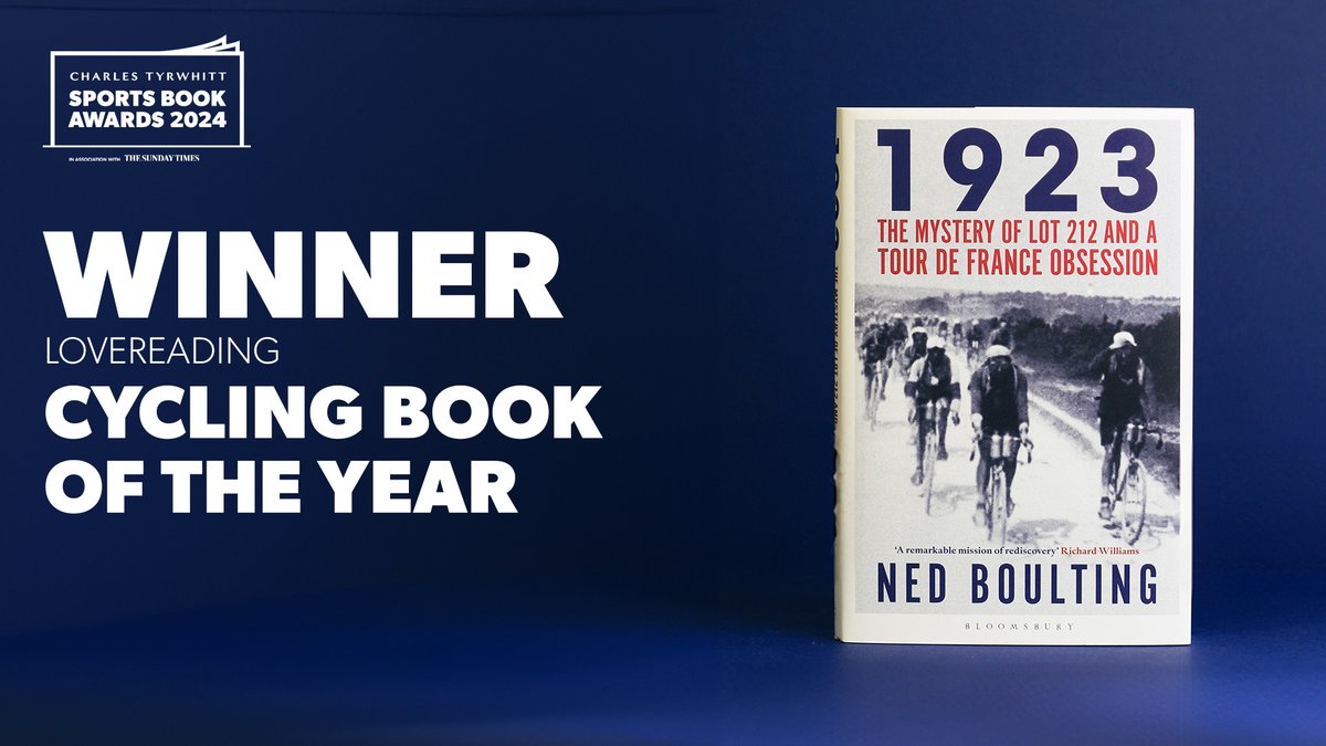 sportsbookaward's tweet photo. The WINNER of the 2024 @LoveReadinguk Cycling Book of the Year is...

1923, @nedboulting (@BloomsburySport)

#CTSBA24 #ReadingForSport https://t.co/rEgRftEwh8