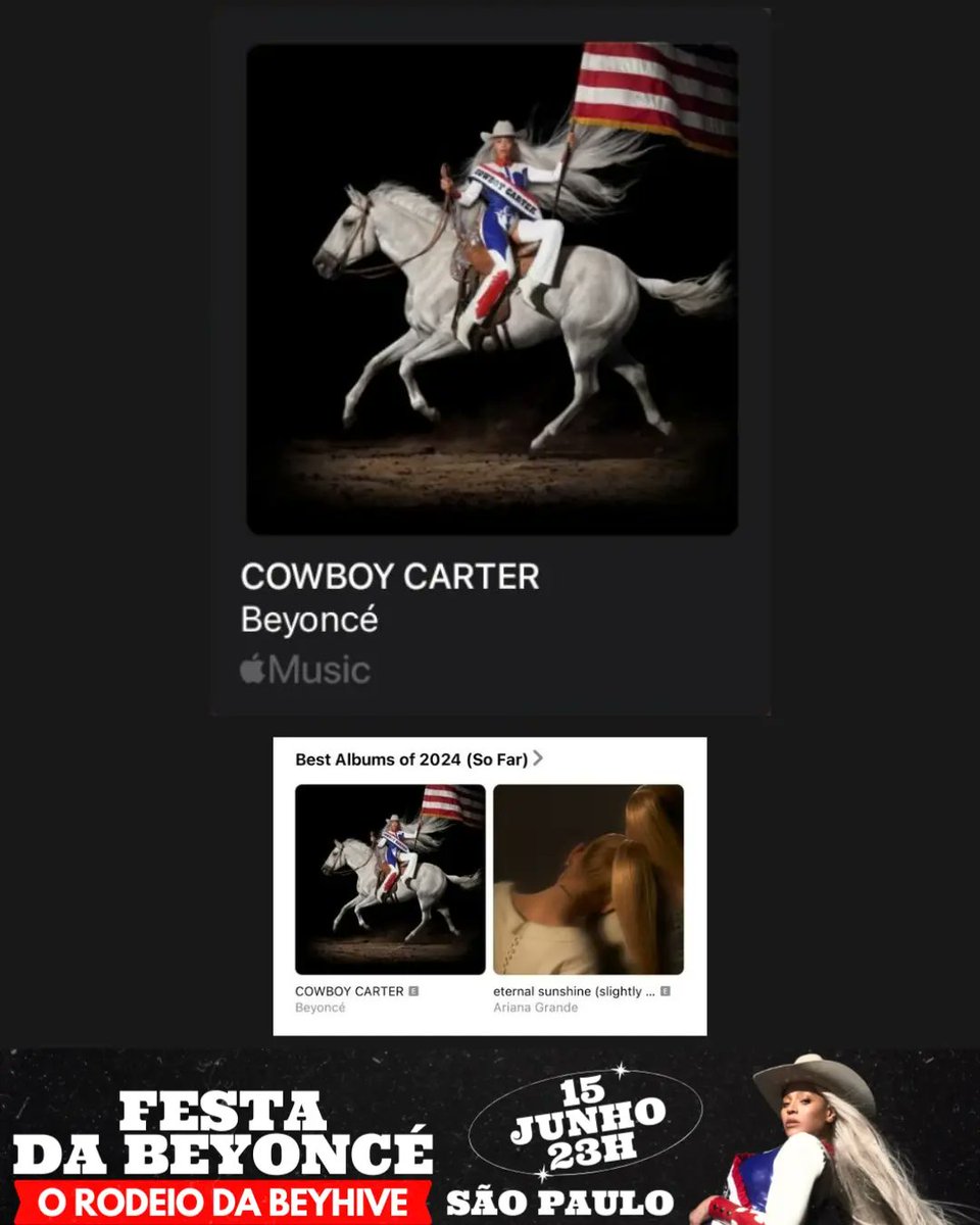 festadabeyonce's tweet photo. "II HANDS II HEAVEN", eleita uma das melhores músicas lançadas até agora, pela Spotify.

Já a Apple Music, elegeu o "COWBOY CARTER", como o melhor álbum já lançado até o momento. 

🤠🐴🇺🇲

#beyonce #cowboycarter #spotify #applemusic #beyhive #beyfans https://t.co/LHiN3cYpQp