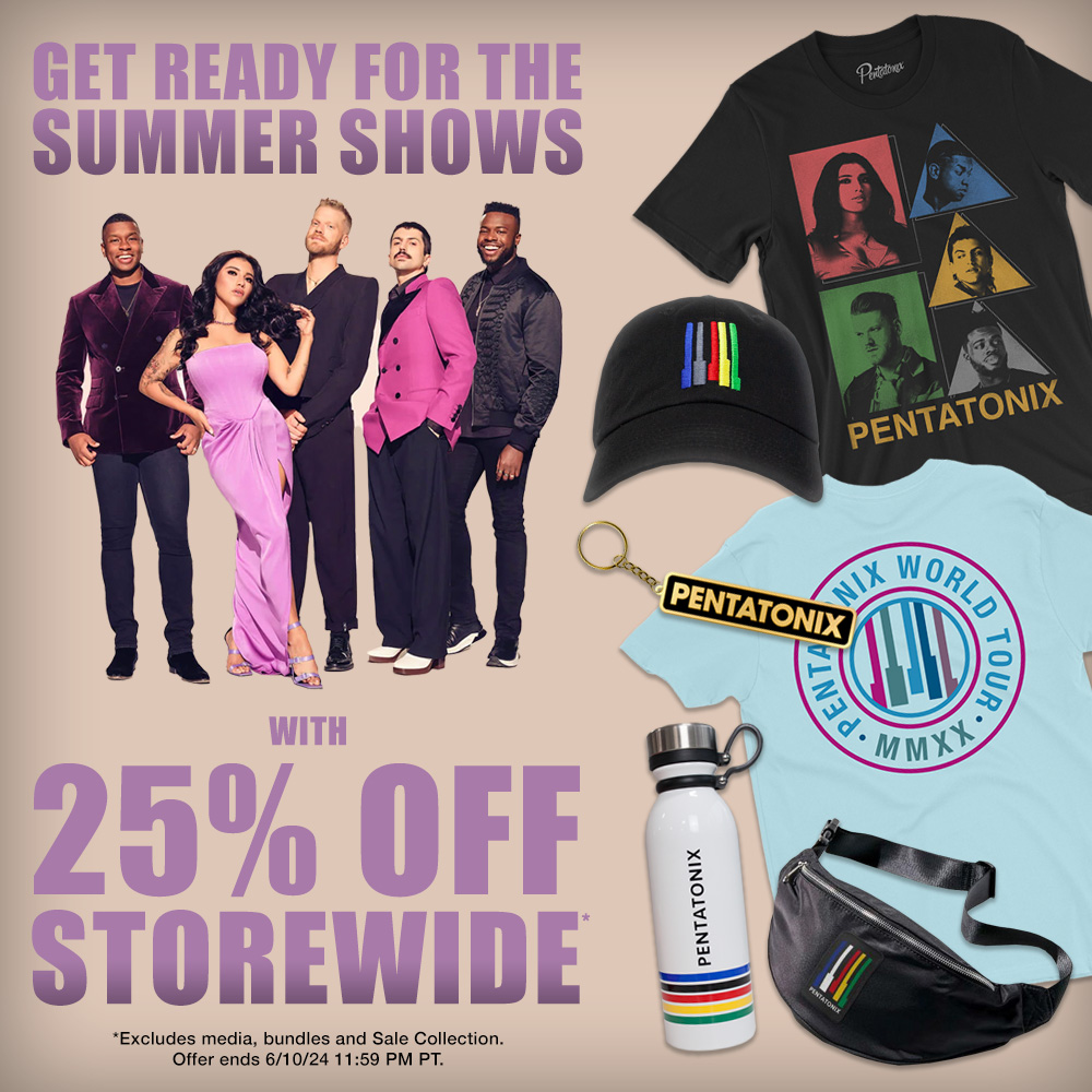 PTXofficial's tweet photo. Our summer tour has begun! Celebrate with us and grab your favorite #PTXMerch items for 25% OFF! ☀️🛍️
Limited time only, so shop now at https://t.co/1jvzLRdSQY. https://t.co/uZWtOA7kK9