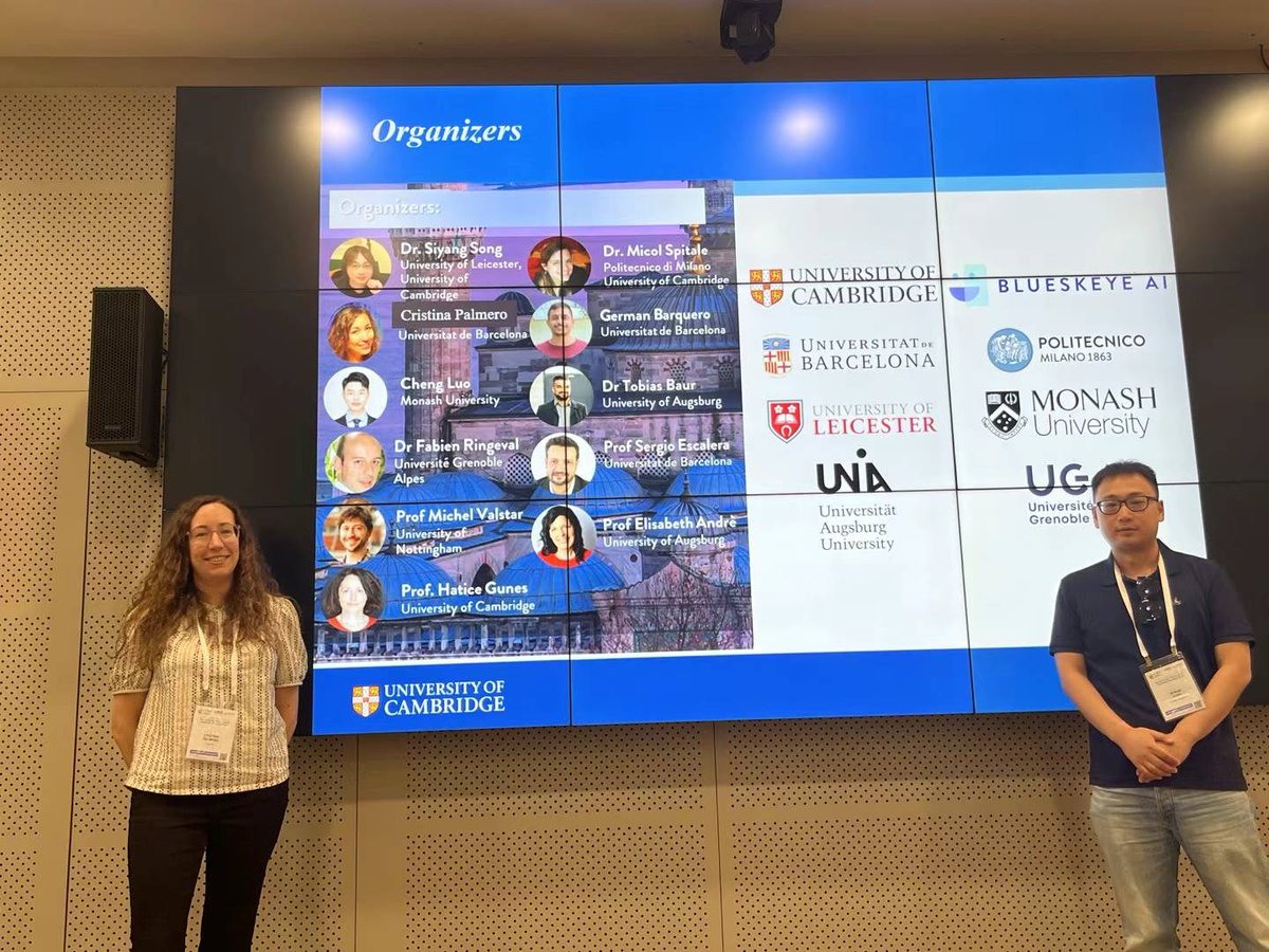 Siyang Song (@siyang_song_05) on Twitter photo #FG2024 Very glad to organize our REACT 2024 Challenge in person with <a href="/cpalmeroc/">Cristina Palmero</a>.
#FG2024 We are grateful that our paper 'Multi-modal Human Behaviour Graph Representation Learning for Automatic Depression Assessment' is one of the best student paper candidate! <a href="/HatijeGyunesh/">Hatice Gunes</a> #FG2024 Very glad to organize our REACT 2024 Challenge in person with <a href="/cpalmeroc/">Cristina Palmero</a>.
#FG2024 We are grateful that our paper 'Multi-modal Human Behaviour Graph Representation Learning for Automatic Depression Assessment' is one of the best student paper candidate! <a href="/HatijeGyunesh/">Hatice Gunes</a>