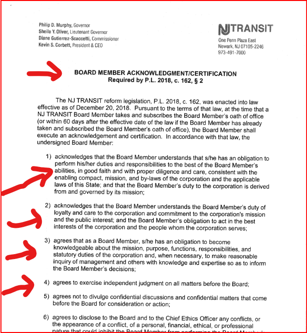 The corrupt NJ Transit board stole our Customer Advocate for almost 5 years.

The NJ Transit board has violated the oath below that they all signed.

They lied when they signed the oath about being independent on behalf of riders!

<a href="/RajMukherji/">Senator Raj Mukherji</a> <a href="/NJLD37/">District37</a> <a href="/ReichNow/">Adam Reich</a> <a href="/FuckNjTransit/">FuckNJTransit™️</a>