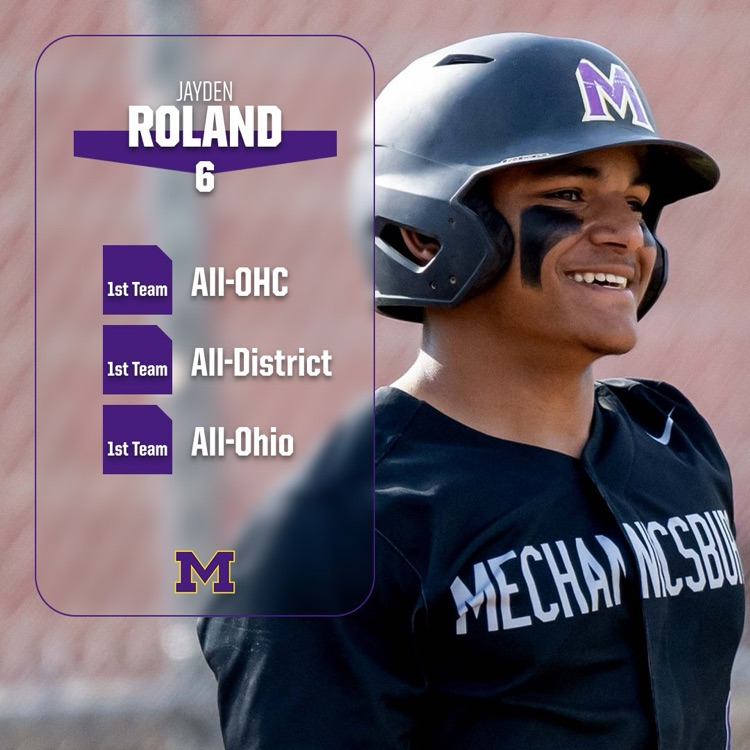 McburgAthletics's tweet photo. Jayden Roland earned 1st Team All-Ohio honors! Mechanicsburg Baseball had five players received various postseason awards for the 2024 season! https://t.co/3PNitW9pCf