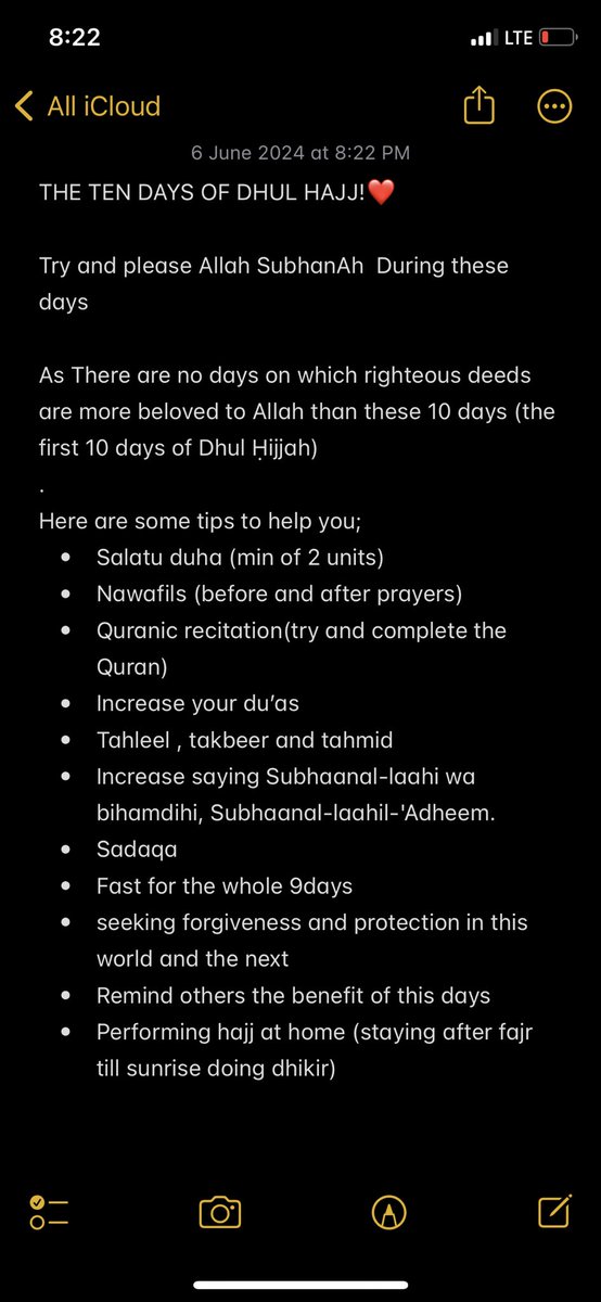bint_kabiir's tweet photo. Some tips to help you maximize the first 10 days of dhul hajj🤍 https://t.co/jARiU9QPbS