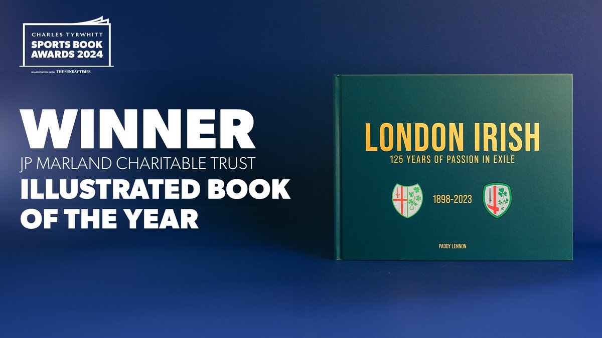 sportsbookaward's tweet photo. The WINNER of the 2024 JP Marland Charitable Trust Illustrated Book of the Year is...

London Irish: 125 Years of Passion in Exile, Patrick Lennon (@SportsVsp)

#CTSBA24 #ReadingForSport https://t.co/coY8vesVu3