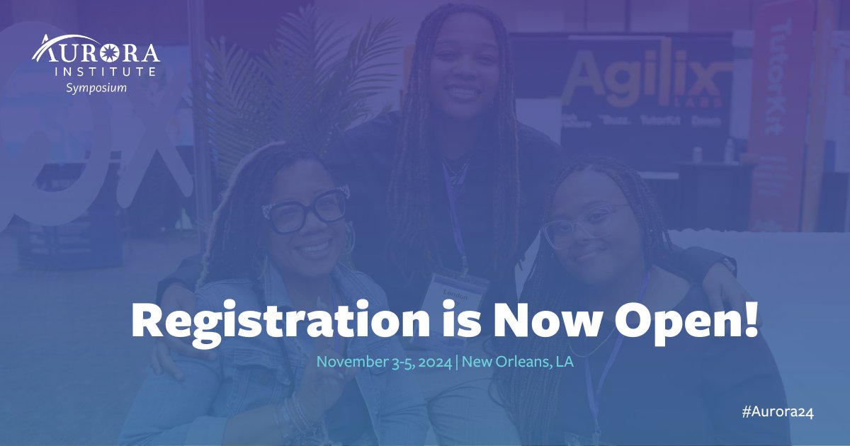 The <a href="/Aurora_Inst/">Aurora Institute</a> Symposium is going to be amazing! This year we are Empowering Learners and Elevating Equity at #Aurora24! Can't wait to see you in New Orleans, register today: aurora-institute.org/symposium2024/