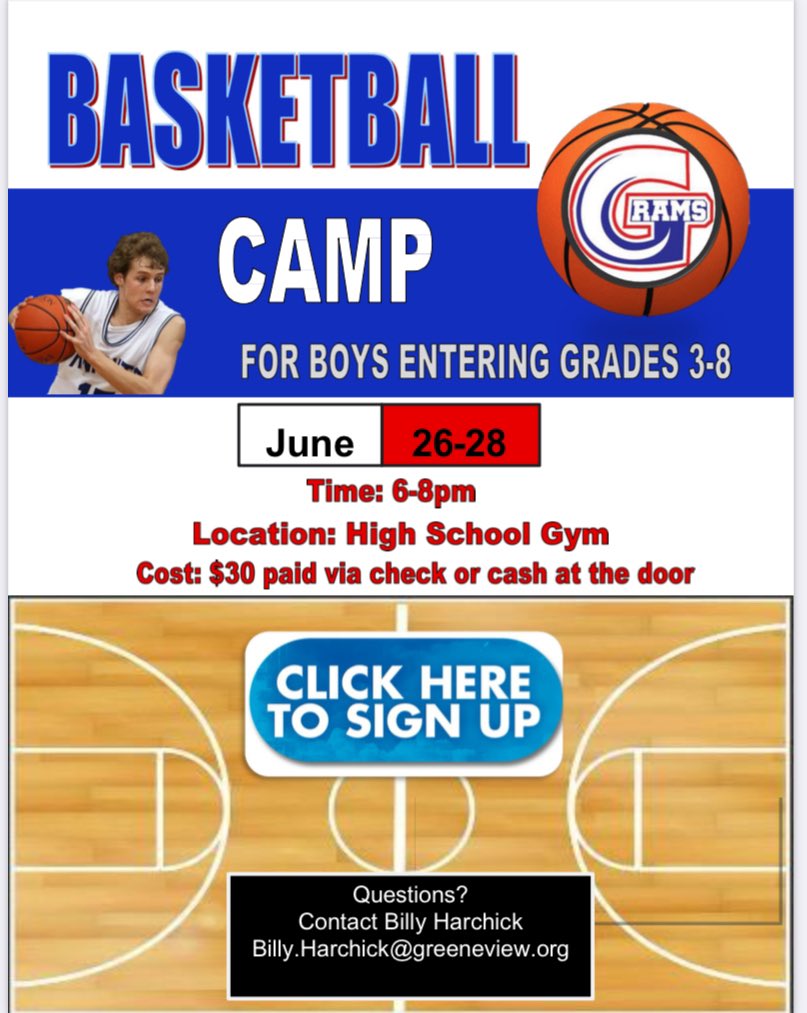 Youth Camp is approaching make sure to get signed up! If you have any questions please email me. Billy.harchick@greeneview.org 

#Rams