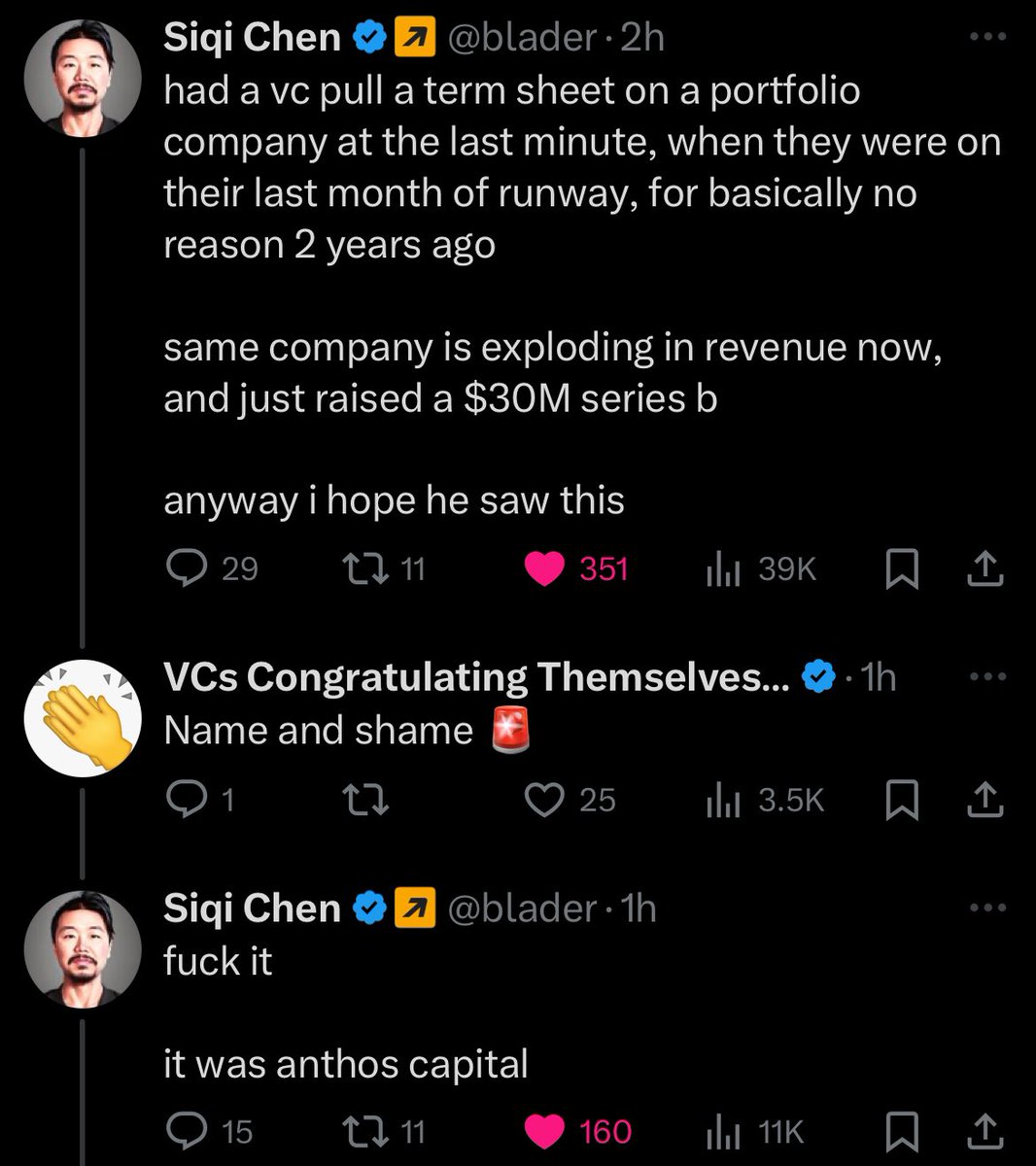 VCs Congratulating Themselves 👏👏👏 tweet media
