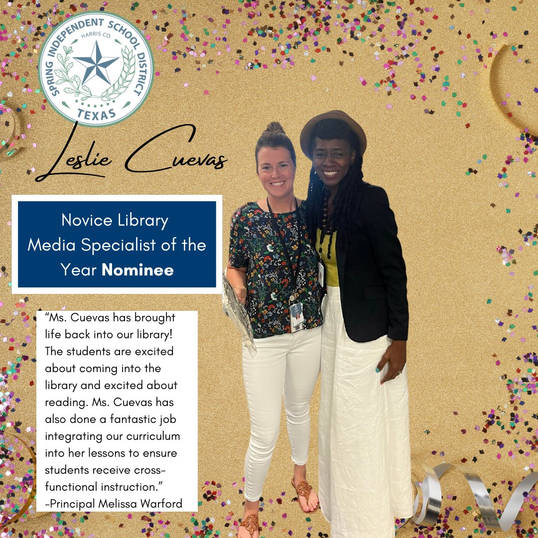 It's been a celebratory season in Spring ISD's #libraryservices! Join me in honoring one of our LMS of the Year Nominees from  <a href="/McnabbSchool/">McNabb Elementary School</a>  @SISD_TheForce <a href="/LaTracyHarris/">LaTracy Harris, Ed.D</a> @SISD_CoA   CONGRATS!