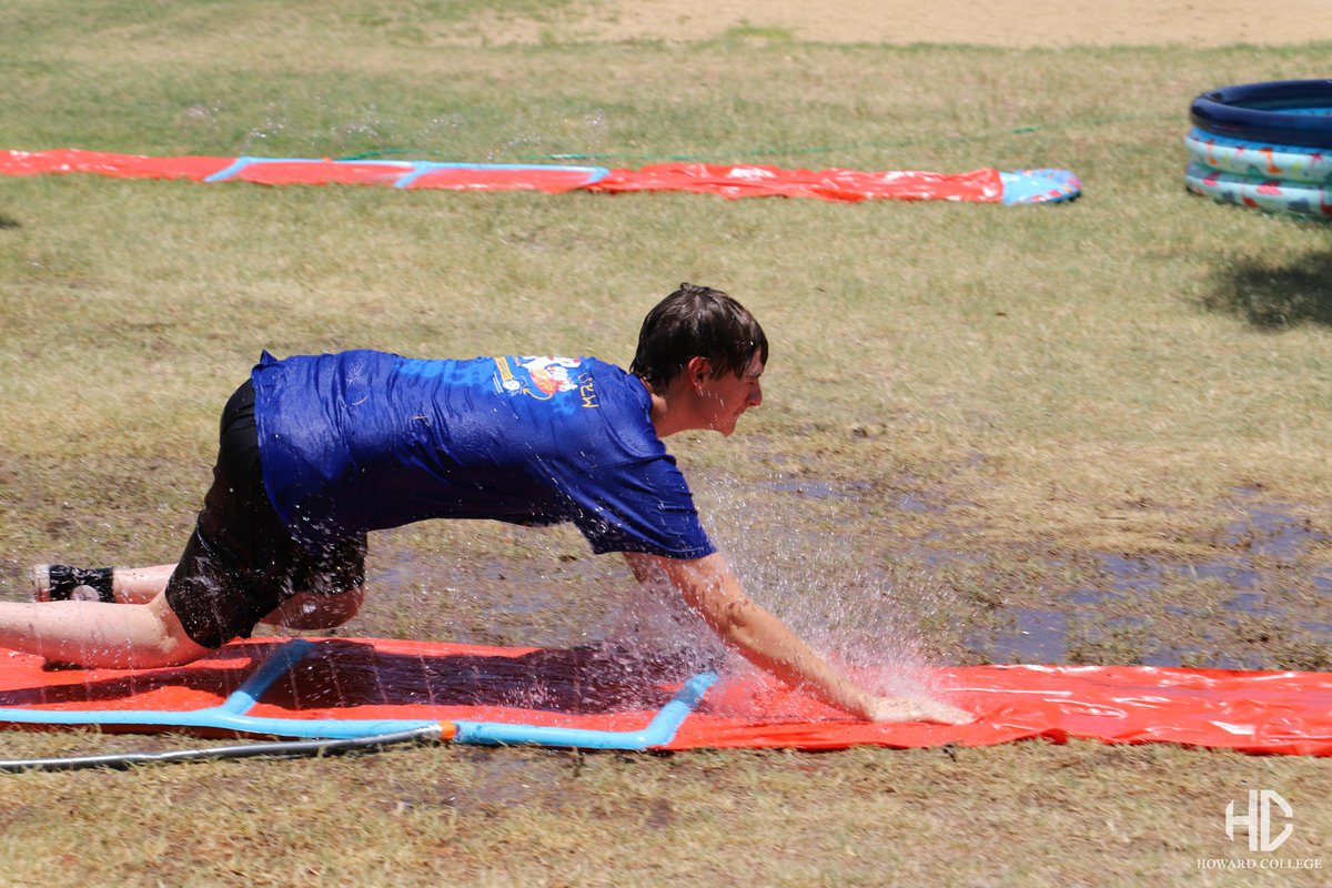 HC_BigSpring's tweet photo. You gotta' get creative to beat this type of heat🌞. Upward Bound students with a game of Slip n' Slide Kick-ball🏊‍♂️🧊😎 https://t.co/sNLFCt34io