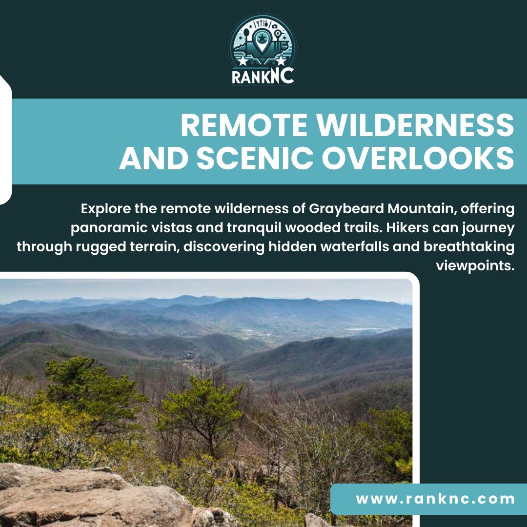 Explore the remote wilderness of Graybeard Mountain, offering panoramic vistas and tranquil wooded trails.

Hikers can journey through rugged terrain, discovering hidden waterfalls and breathtaking viewpoints.

ranknc.com

#RankNC #explorenc #ncadventures #nctravels