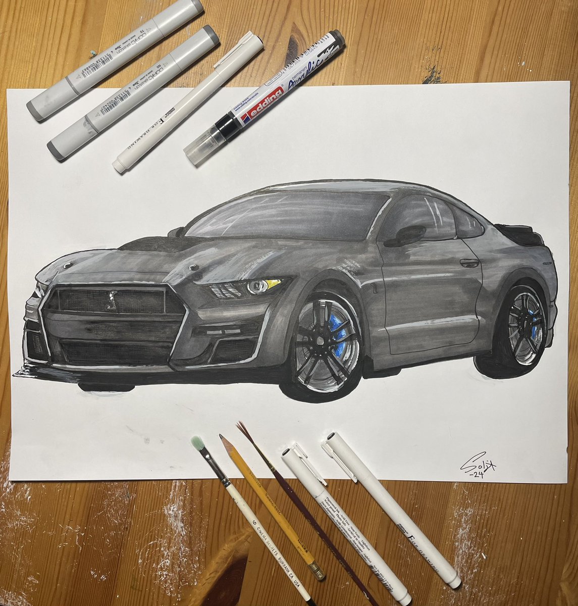 First time ever drawing/painting a car.