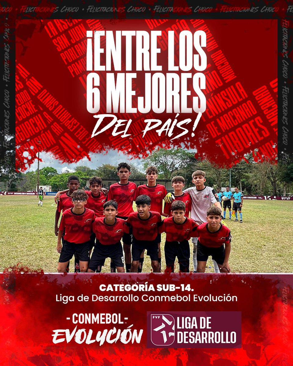 cantera_ne's tweet photo. ¡EL SEXTO MEJOR DEL PAÍS! 🇻🇪

Con registro de dos derrotas y una victoria, nuestra categoría Sub-14 finalizó en el SEXTO lugar en la Fase Final de la Liga de Desarrollo Conmebol Evolución ✅ https://t.co/8PdCDNJmCU