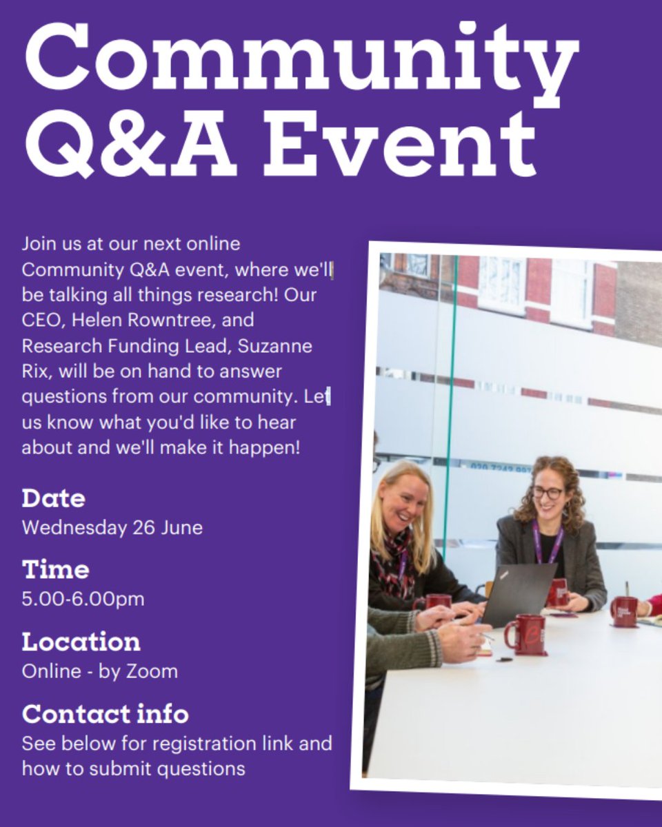 Our Community Q&amp;A events are where we come together to answer your questions about our work and to share updates about how we’re making change for people affected by blood cancer.

Join us on Monday 26th June at 5-6pm via Zoom, click here to register: bit.ly/3X5qpRg