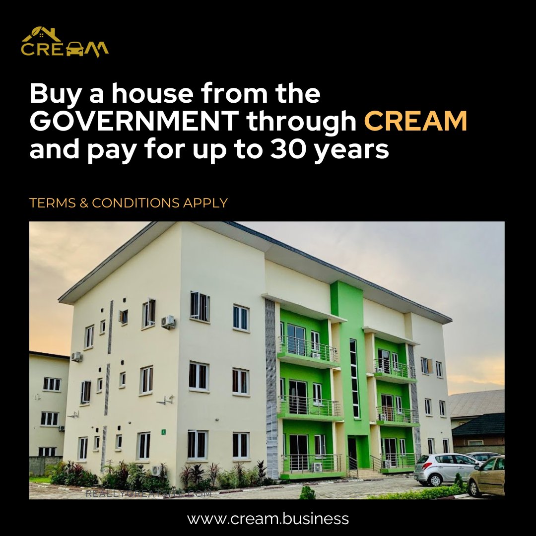 Cream_Discover's tweet photo. Your dream home is within reach!

 With Federal and State Government loans, you can spread payments over several years.

 Don’t miss this chance to secure your future and move into your perfect home. Contact CREAM at +234-90-30079998 today! 

#DreamHome #GovernmentLoans https://t.co/l3yJoshzHd