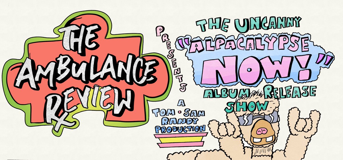 Dropping the full poster (Re: the release of our next full-length album) tomorrow (06/07) at 4:20 PM EST.  The Alpacalypse is coming!!!! 

#TheAmbulanceReview
#AlpacalypseNow
#PlayAsFastAsYouCan
#PopPunk