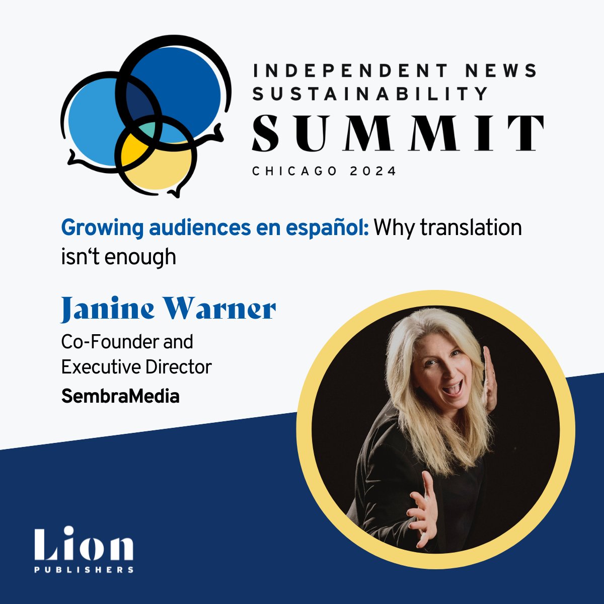 Looking forward to moderating: “Growing audiences in español” at <a href="/LIONPubs/">LION Publishers</a> 2024 Independent News Sustainability Summit in Chicago Sept 5-7. I’ll be joined by <a href="/Paojaramillosal/">Paola Jaramillo</a> cofounder of <a href="/EnlaceLatinoNC/">Enlace Latino NC</a>
y <a href="/AmaroYaujar/">Claudia Yaujar-Amaro</a> founder PlanetaVenus Online
Register: summit24.lionpublishers.com