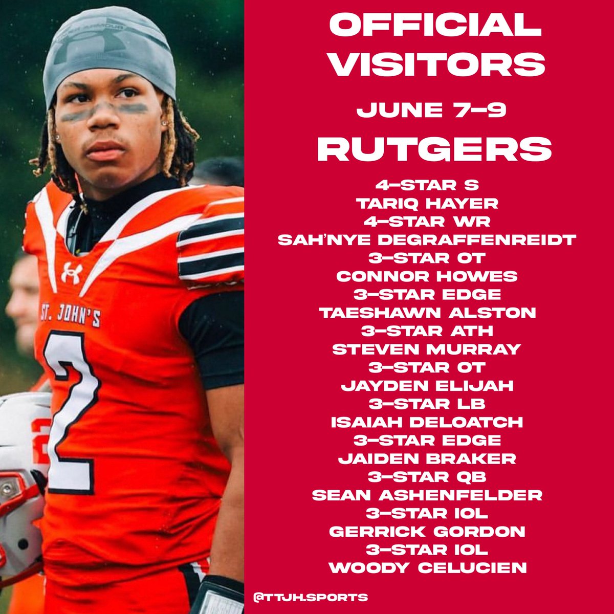 #Rutgers has an eventful recruiting weekend ahead!

Here are the Official Visitors for June 7-9 ⬇️