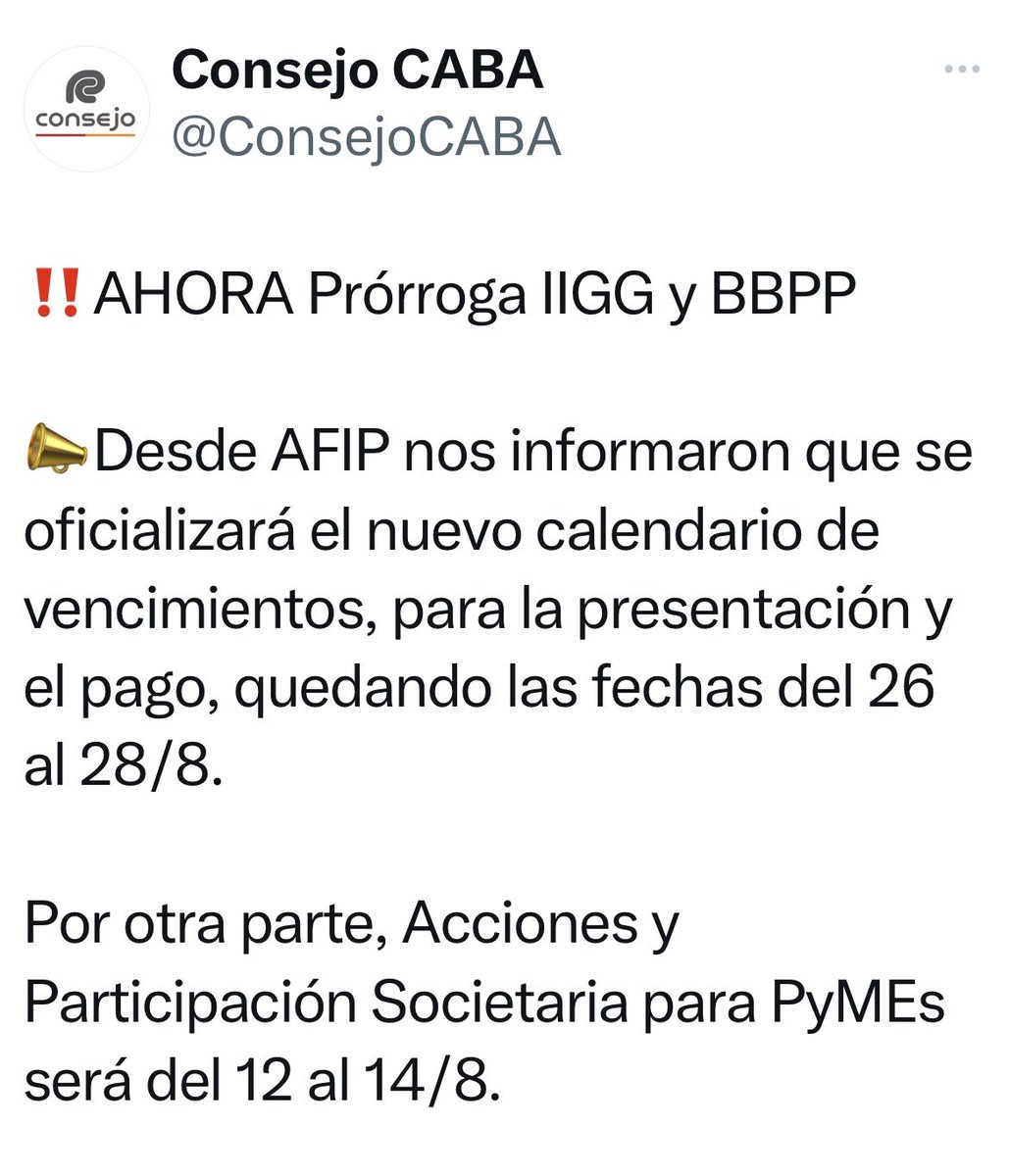 mariogoldmanr's tweet photo. #Ganancias #BienesPersonales #DDJJ2023 #PRORROGAS
✅ Confirmación de vencimientos a Agosto 2024 (primacía del 29/05)
https://t.co/97EFDKAwJe https://t.co/U2RVi81EFc