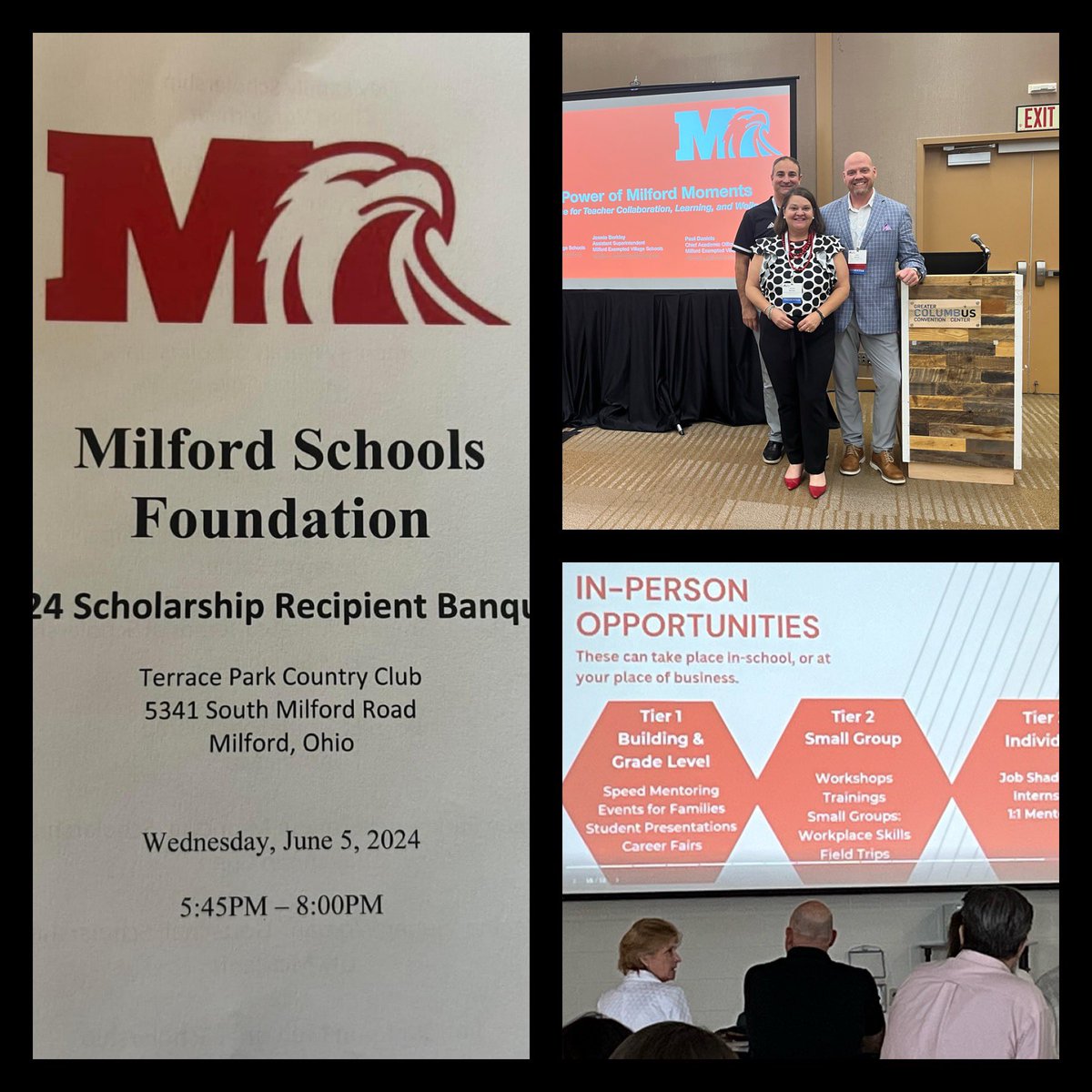 Wednesday was great, 1st 🛑 @MilfordHsEagles hosted a community partner breakfast, then to Columbus to present with <a href="/jennieberkley/">Jennie Berkley</a> &amp; <a href="/Milford_Super/">MilfordSuper</a> at the Ohio TeacherLeader Summit &amp; ended with the Milford Schools
Foundation Scholarship Banquet <a href="/Milford_Schools/">Milford Schools</a> #AppreciateTheM