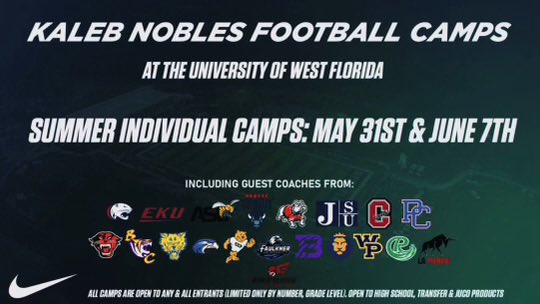 I will be attending the West Florida camp tomorrow <a href="/CoachMelo90/">Coach Melo™️</a> <a href="/UWFFootball/">UWF Football</a>