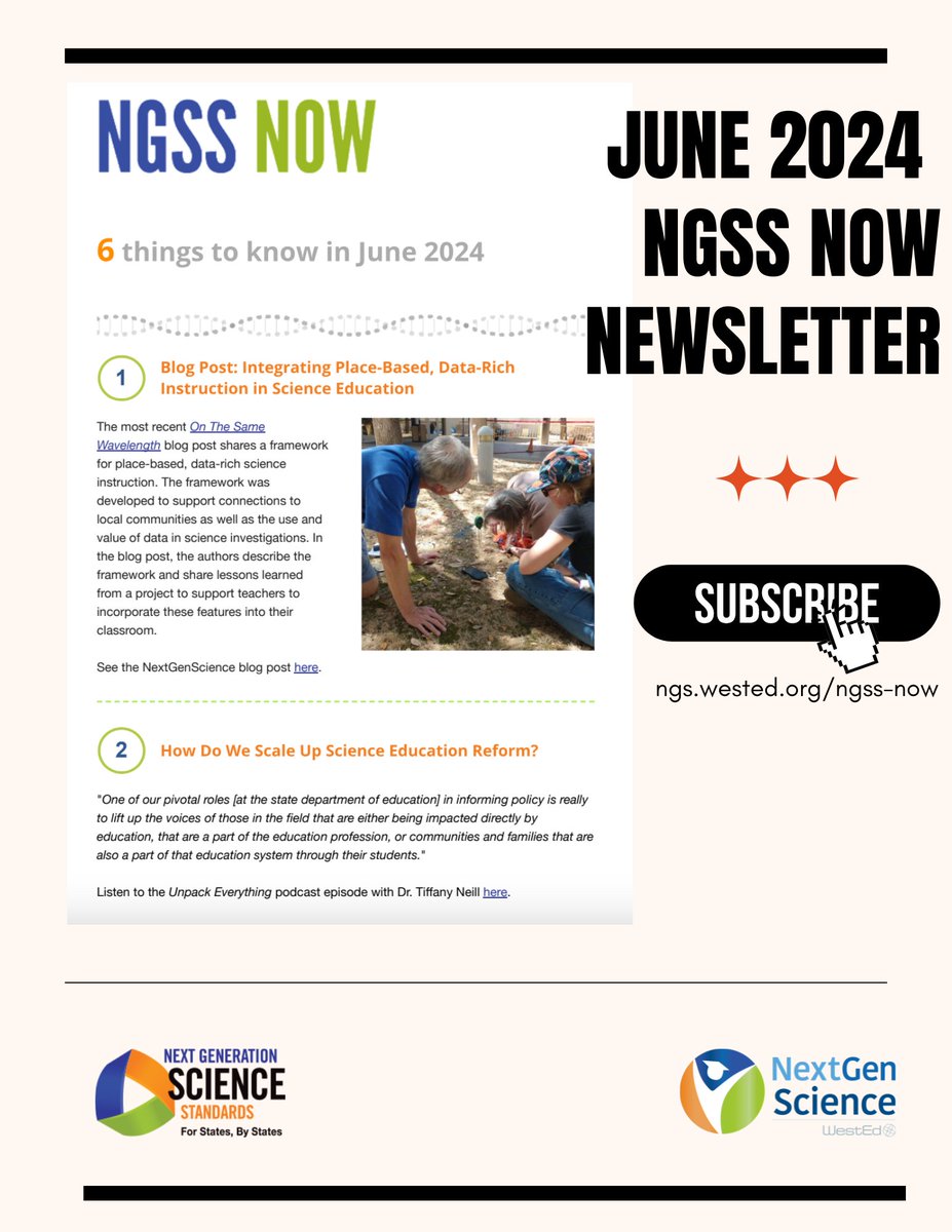 OfficialNGSS's tweet photo. 📰Check out this month's #NGSSNow newsletter: https://t.co/CDE8nQVvfN 

It features six resources related to high-quality science education from:
@DigitalPromise 
@SciEdPod 
@Edreports 
@theNASEM 
@NGSWestEd 
@tiffanyneill 
@SaraSalisbury2 https://t.co/df7Bq9WS7z