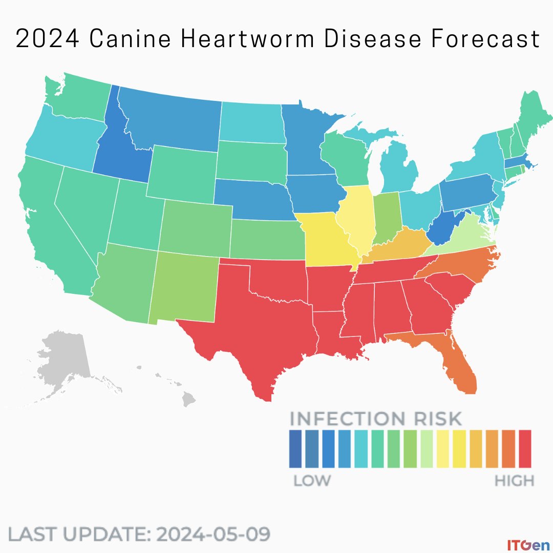 antigenneryan's tweet photo. Heartworm Hotspots 2024 Alert! 🚨 Is your fur baby on the safe list? Swipe left to unveil the Heartworm Heat Map and scope out your area's risk radar. Remember, prevention is your wallet's best friend—way cheaper than the cure! 🐾❤️#itgen #vet #vetmed #veterinarian #rapidtest https://t.co/pKMiSN6Hzq