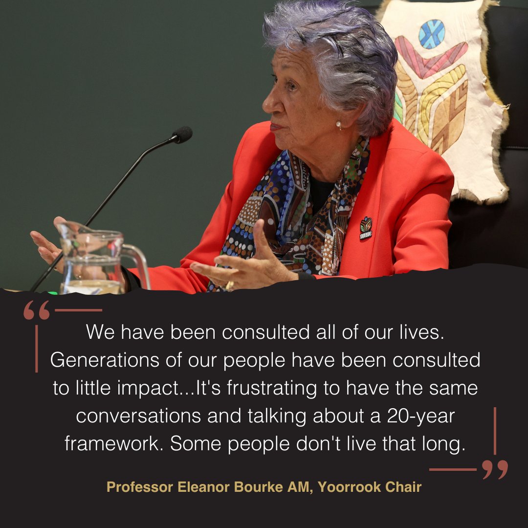 yoorrookjc's tweet image. &quot;We are so frustrated.&quot; - Professor Eleanor Bourke AM stated to Peta McCammon, Secretary of the Department of Families, Fairness and Housing after hearing of the layers of bureaucracy, consultations and 20 month priority wait lists for housing. 

#SocialJustice #Housing #DFFH