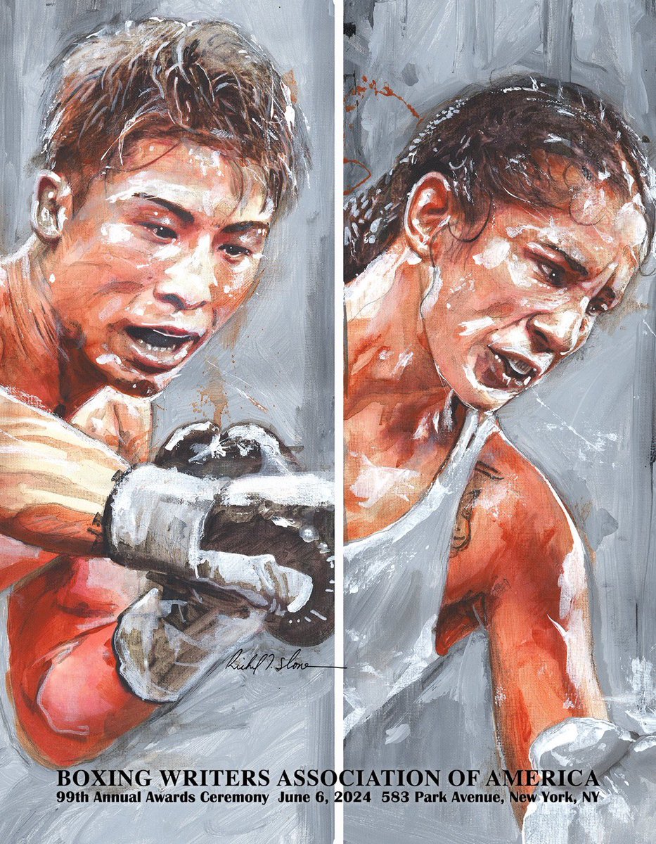 sloneart's tweet photo. Congratulations to @naoyainoue_410 and @Serranosisters on their fighter of the year awards. I was honoured to have painted each of them for the prestigious cover of the @boxingwriters awards held this evening in NYC. https://t.co/YbXkJSVr1O
