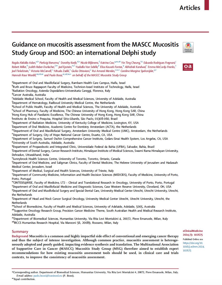 hannahrwardill's tweet photo. If you care for people at risk of #mucositis (oral or GI), or conduct trials in #supportiveoncology, then I recommend you familiarise yourself with these new guidelines. https://t.co/tQUC33syrN