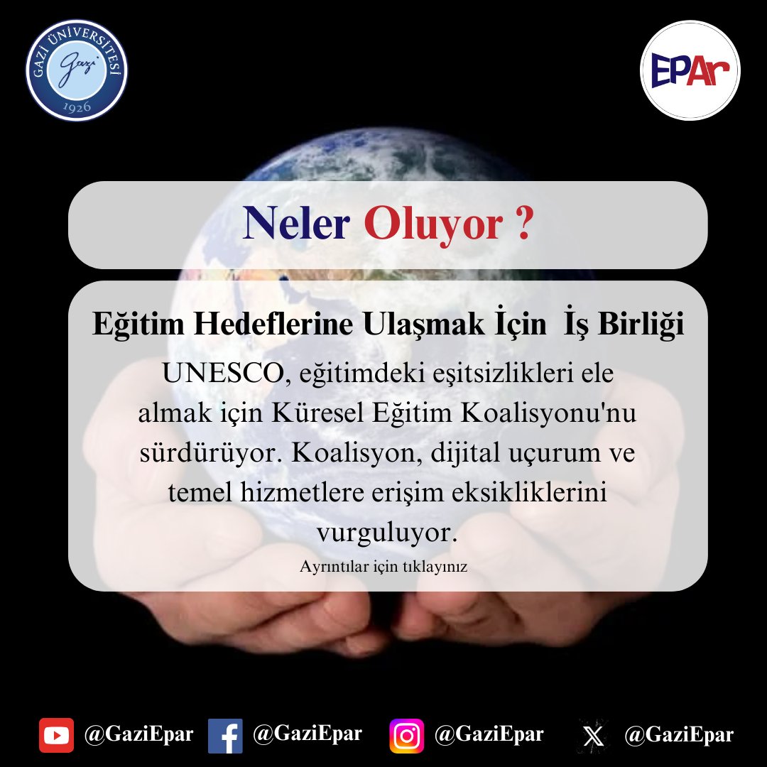 Gazi Üniversitesi Eğitim Politikaları Uygulama ve Araştırma Merkezi olarak yapmış olduğumuz "Neler Oluyor?" başlıklı nisan ayı Bültenimize gazi-epar.gazi.edu.tr/view/page/2956… bağlantısından ulaşabilirsiniz