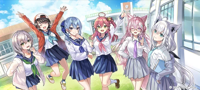 【お知らせ】ホロライブとGakkenのコラボ参考書『ホロライブ学力診断 中学5教科』にて、カバー裏面ポスターイラストを描かせて頂きました限定版と通常版それぞれ描き下ろしてますので是非よろしくお願いします!詳細はこちらホロライブ学力診断 