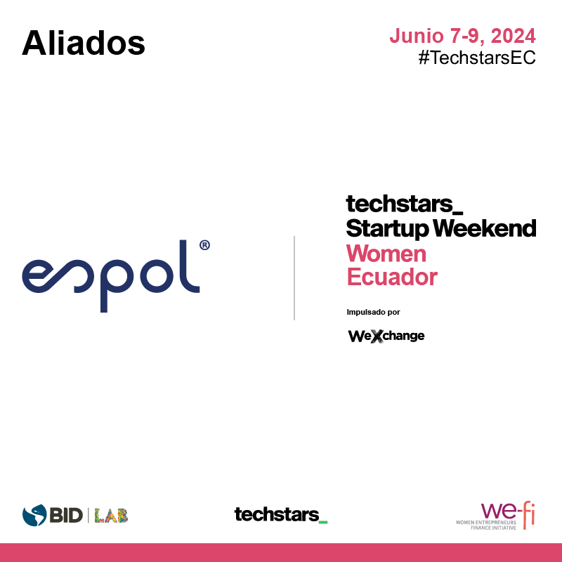 TSWWomenEcuador's tweet photo. 🌟¡Nos emociona dar la bienvenida a @ESPOL_Ecuador como aliada del #TSWWEcuador de @Techstars, impulsado por @WeXchange y apoyado por @el_BID!

🙌 Con su apoyo fomentaremos la innovación tecnológica en esta emocionante jornada de emprendimiento 🎉

inscripciones cerradas https://t.co/tPv32E8xoa