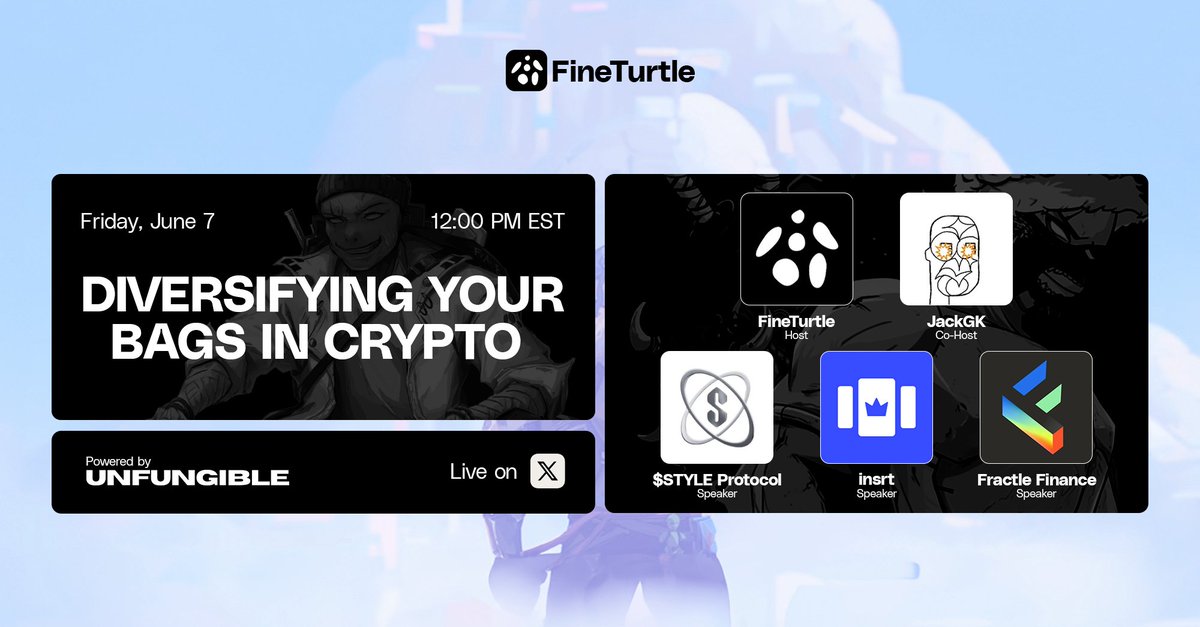 FineTurtleNFT's tweet photo. Diversifying Your Bags In Crypto

Join us this Friday to learn more! 
 
⏰June 7, 12 PM EST

Set your reminders👇 https://t.co/0tXoNLQjuG