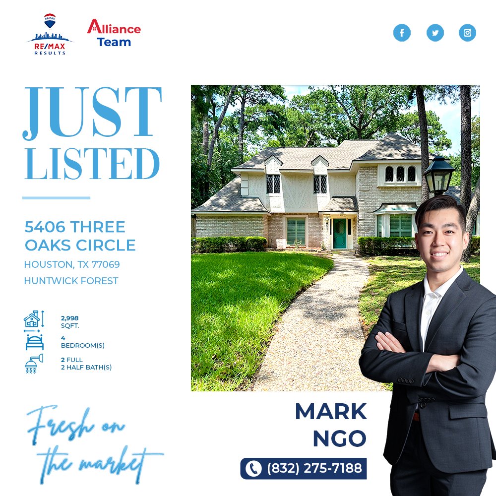 max_alliance's tweet photo. 📢 𝐉𝐔𝐒𝐓 𝐋𝐈𝐒𝐓𝐄𝐃

📍 5406 Three Oaks Circle, Houston, TX 77069

👀 https://t.co/v8yhZJtd7w 🏠 

𝐌𝐚𝐫𝐤 𝐍𝐠𝐨
(281) 975-1722
markngorealtor@gmail.com

#AllianceTeam #REMAXResults #REMAXAgent #Realtor #Houston #RealEstate #JustListed https://t.co/ld4mmO9hMO