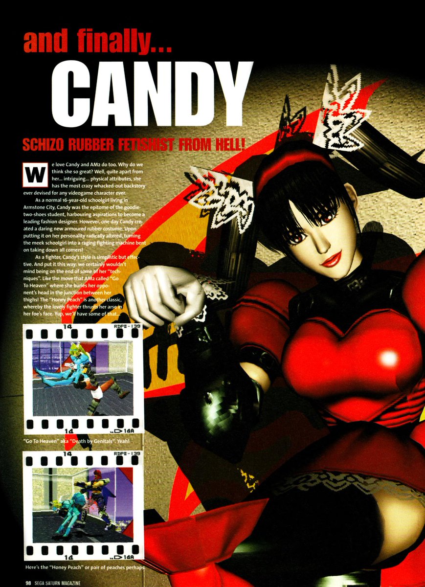 MoonPieDreams's tweet photo. More perverted back-of-the-book action from Official Sega Saturn Magazine UK.
"AND FINALLY" Vol. 2
Candy/Honey of Fighting Vipers
Official Sega Saturn Magazine UK
February 1998
#andfinally #sega #segasaturn #retrogaming #retrogamer #dreamcast https://t.co/3ayicZ5pOR
