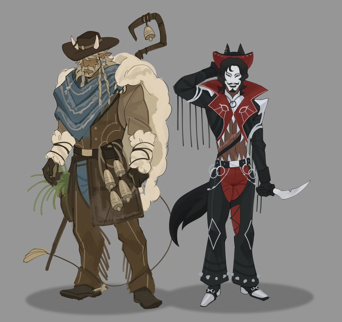 Ullaiin's tweet photo. made a wolf cowboy to compliment shep 🙏 he’s gonna steal his sheep https://t.co/DkFexpt7TT