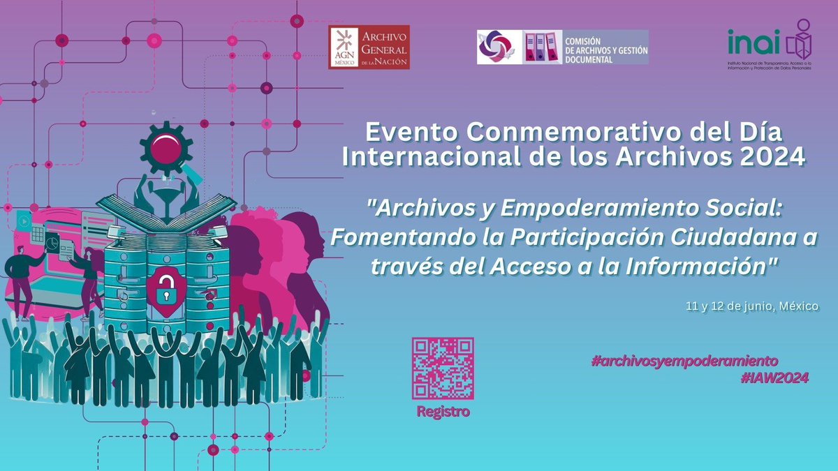 ¡No te pierdas el Día Internacional de los Archivos 2024!🗄️ Con <a href="/CagdSnt/">Comisión de Archivos y Gestión Documental del SNT</a>, <a href="/INAImexico/">INAI</a> y <a href="/AGNMex/">AGNMéxico</a>, exploraremos cómo los archivos empoderan a la sociedad y fomentan la participación ciudadana a través del acceso a la información.
📆 11 y 12 de junio
Registro:bit.ly/3Vg0svO
