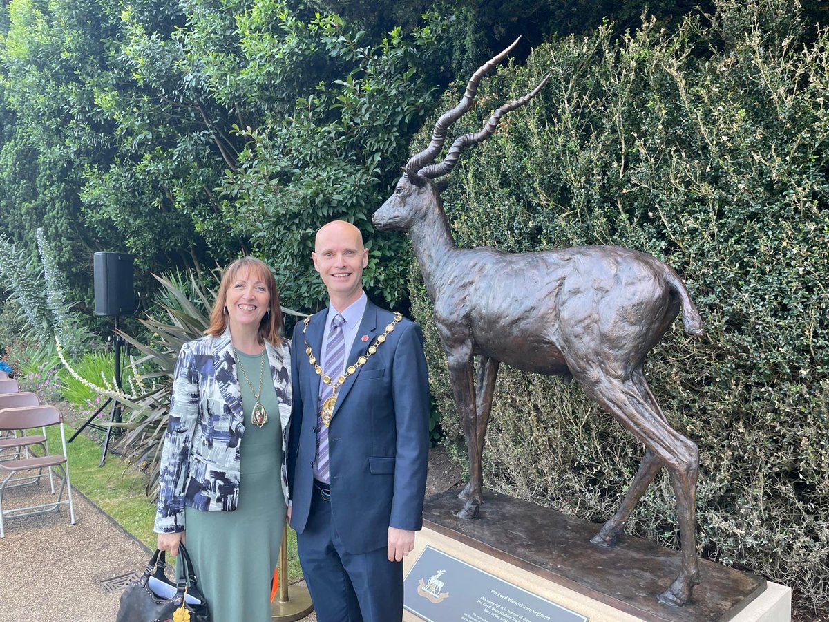 WDC_Chairman's tweet photo. This afternoon I was delighted to attend the unveiling of this memorial to The Royal Warwickshire Regiment unveiled at Warwick Castle by HRH The Duke of Kent. https://t.co/k0hXE3RBy3