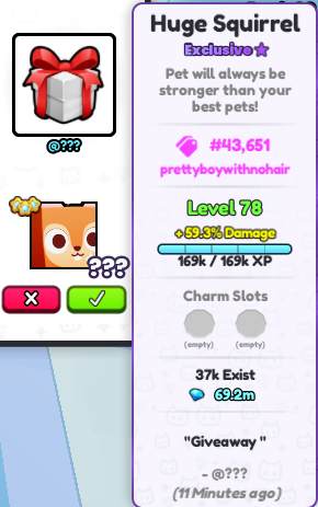Der3_Al3arab's tweet photo. 🐿 Huge Squirrel - Pet Simulator 99 Giveaway 🐿

Requirements:
- Follow @Der3_Al3arab &amp; @pitchdoesstuff 👥 
- Like ❤ &amp; Retweet ♻ 
- Comment your Username 💬

Ends in 2 days! https://t.co/EC8oP3ID2o