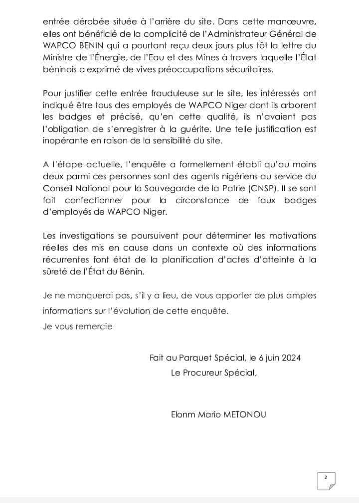 aboubacarybarma's tweet photo. #Niger #Bénin #WAPCO #PENB
Communiqué du Procureur spécial de la #CRIET du #Bénin (Cour de répression des infractions économiques et terrorisme ) sur l'affaire de l'interpellation ce jour à #Cotonou, des agents nigériens de #WAPCO-Niger https://t.co/nFR26NlIan
