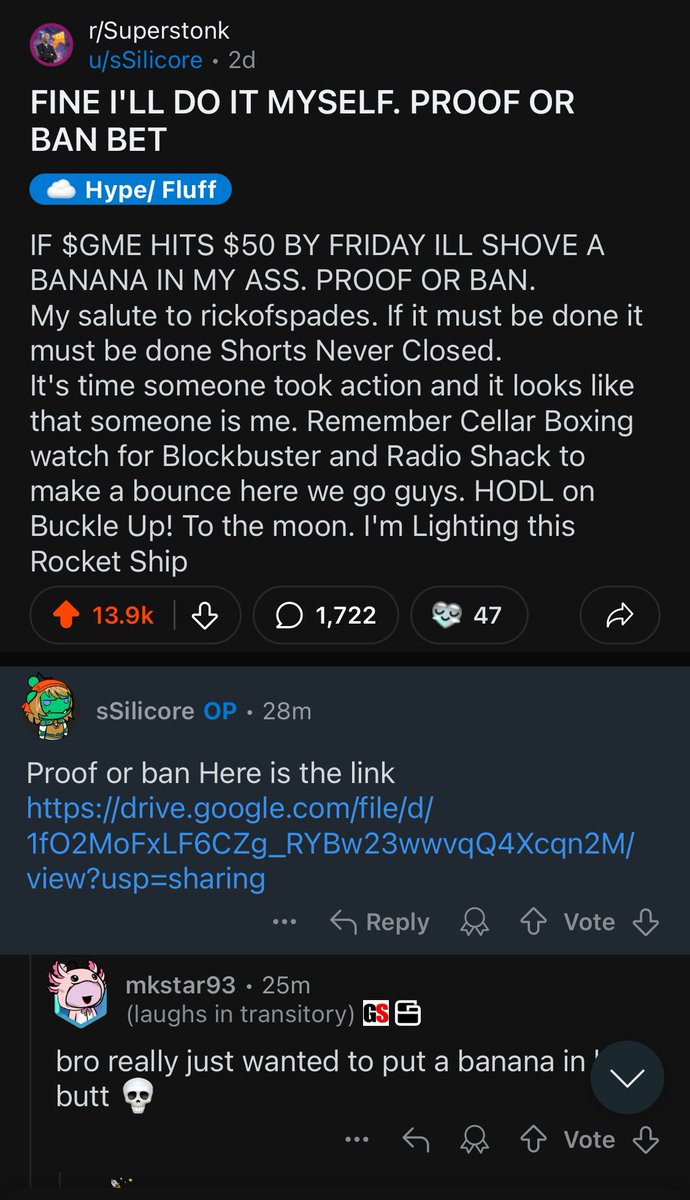 itswooch's tweet photo. A MAN HAS INSERTED A BANANA IN THE REAR. 

I REPEAT.

A MAN HAS INSERTED A BANANA IN THE REAR.

🚨🍌🚨🍌🚨🍌🚨

$GME #GameStop #Superstonk https://t.co/ehoEo5ogBU