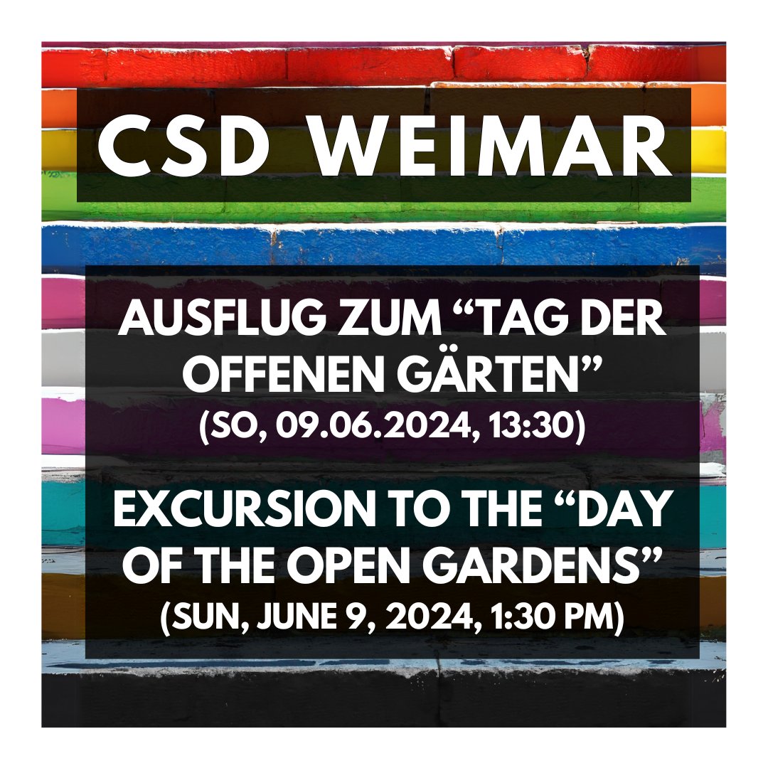 CSDWeimar's tweet photo. Weimar öffnet seine Privatgärten. Und wir erkunden diese gemeinsam bei einem entspannten Ausflug.
#CSDWeimar #CSDThüringen #VielfaltInThüringen
#TagDerOffenenGärten [1/8[ https://t.co/KWbQqWbMCe