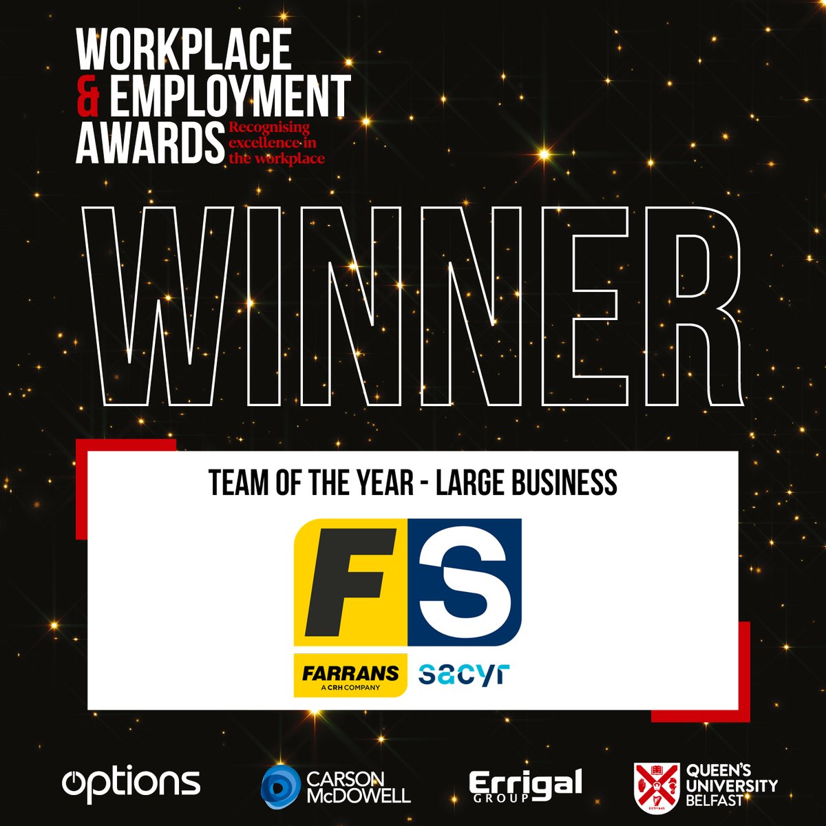 Collaboration is at their core! Congratulations <a href="/Farrans_UKI/">Farrans Construction</a> and <a href="/SomosSacyr/">Sacyr</a>! Winner of Team of the Year - Large 👏

#WEA24

Sponsored by <a href="/GalgormResort/">Galgorm</a>