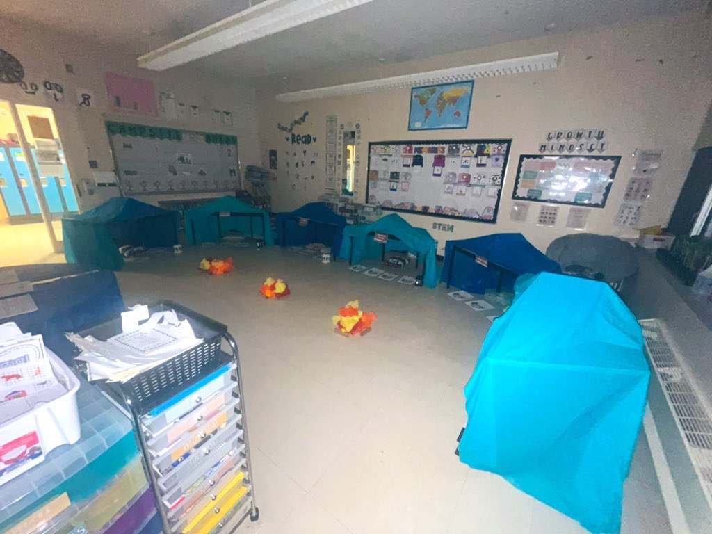 Welcome to Camp Evergreen!!🌲 Lots of excitement doing literacy and math activities in their tents today. ⛺️🏕️🔦📚📏 <a href="/standrewselem/">St. Andrews School</a> #flashlightreading #readaloud #math #measurement