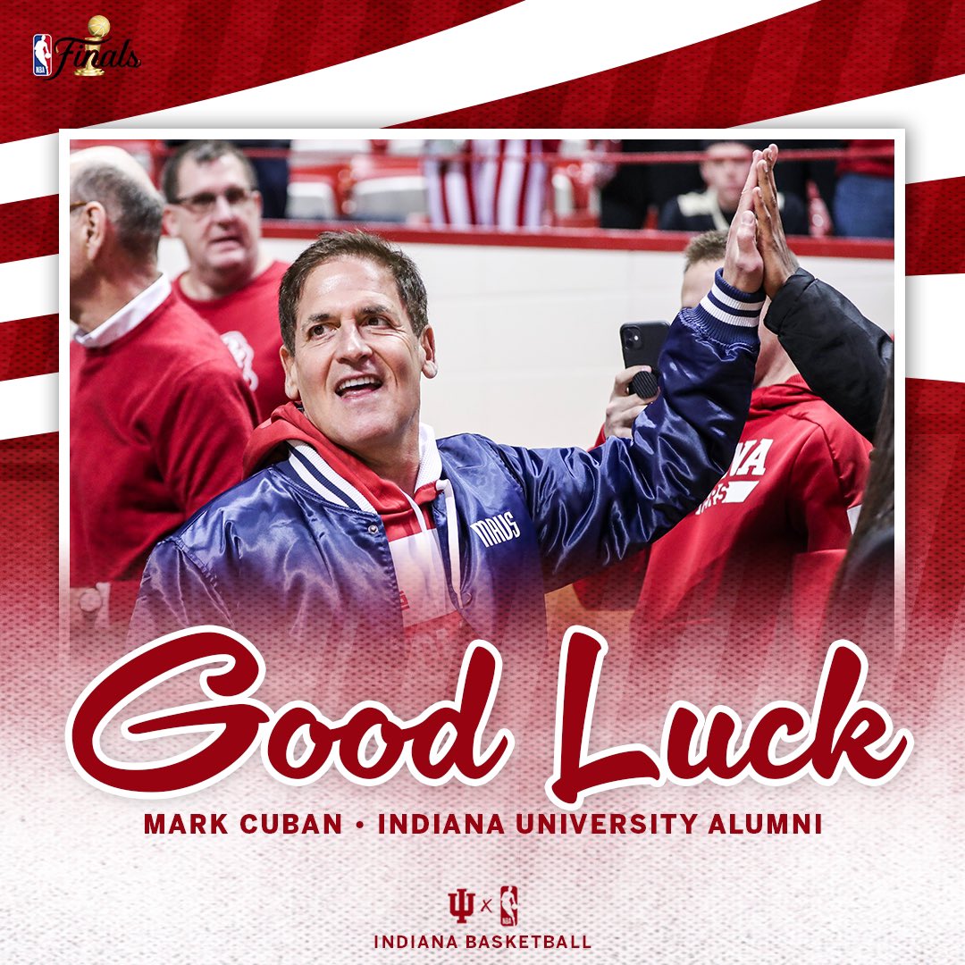 adamhoward0's tweet photo. Good luck tonight to @mcuban, owner of the @dallasmavs! Mark is a 1981 Graduate of the great @IUBloomington ⚪️🔴 https://t.co/M2z0gnwaKl