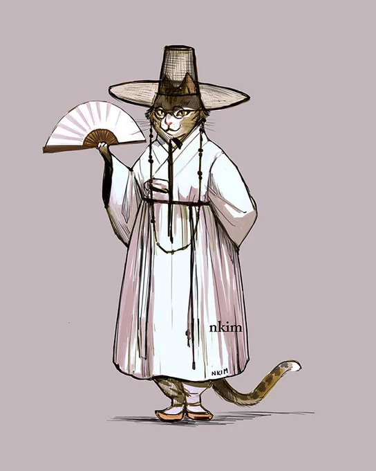 Cats in Hanbok. 