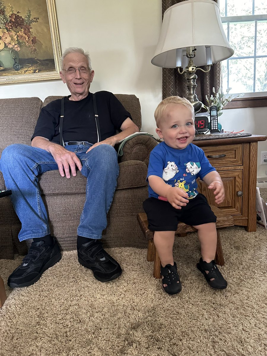 prenger_d's tweet photo. Declan’s  Great Grandpa Henschen made him this wooden stool - just his size. https://t.co/30y8FYCwJL