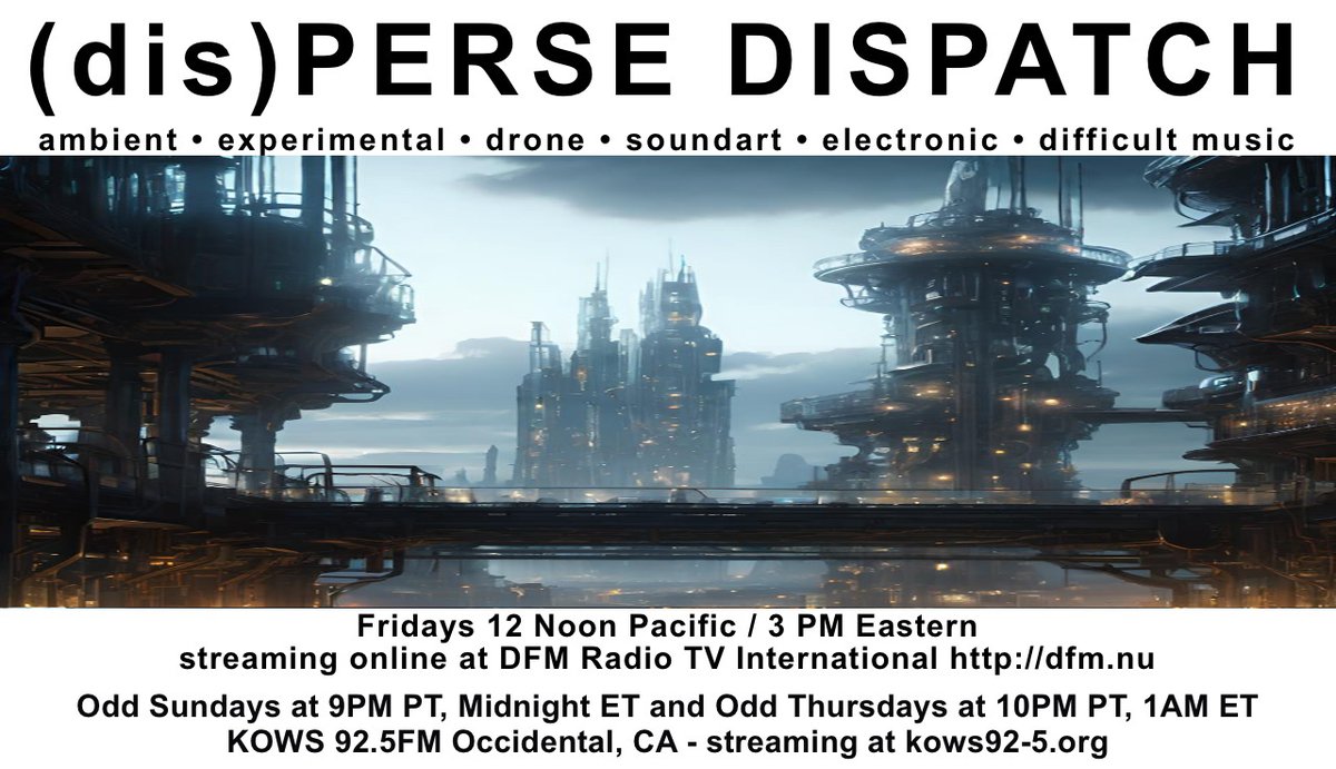 auricular's tweet image. This week episode #678 of (dis)PERSE Dispatch will feature tracks by Drew MacDowall, Nicholas Szczepanik, Frozen Lonesome, Adrian Democ, Nucleoheart, Rejoice o Death!, Nils Frahm, Har and Altus, Max Eastley,  loscil, Karlheinz Essl &amp;amp; Hans Tammen, Stray Theories, and much more!