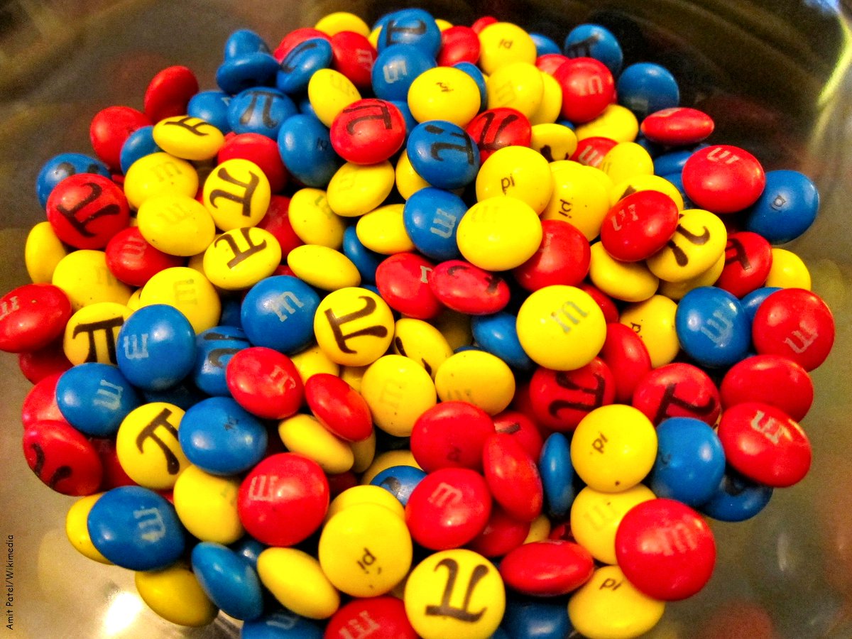 Mathematics.

"Approximating the shape of an M&amp;M as an oblate spheroid, the volume of chocolate in it is (4/3)πa²b, where a is the long radius and b the short one."  Source: bit.ly/3VxdV3N